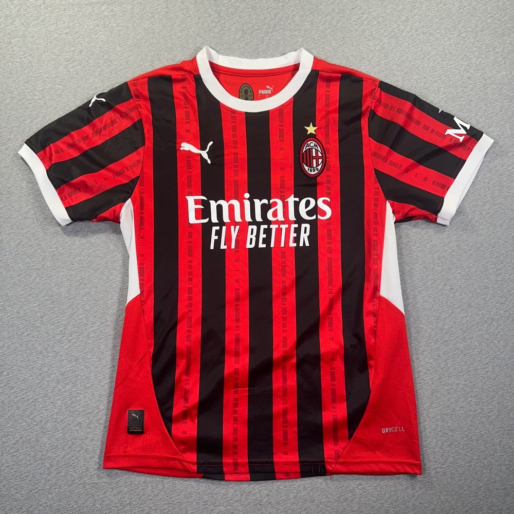 Puma AC Milan Slim fit Red and Black Striped Soccer Jersey